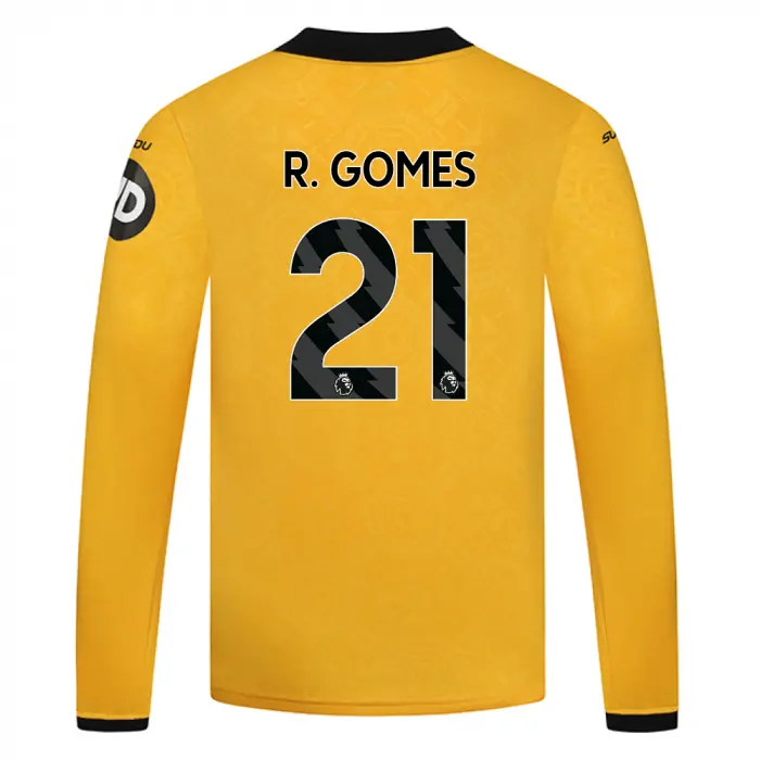 Wolverhampton Wanderers Shirt Store | 2025-26 Wolves Home Shirt – LS – Junior R. GOMES 21 Collection Wolverhampton Wanderers Official Gear